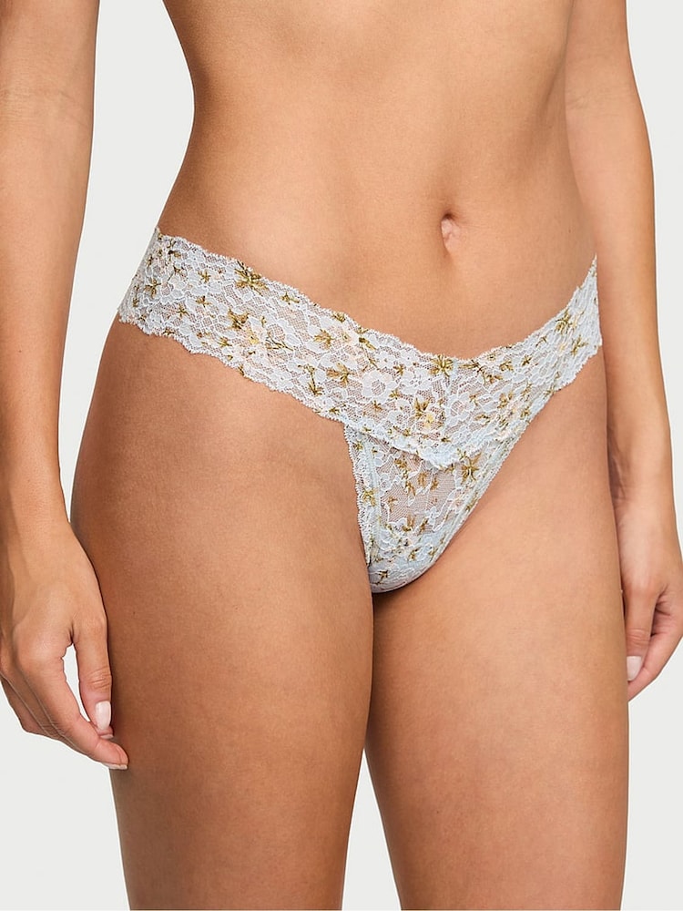 Victoria's Secret Palest Blue Floral Thong Knickers - Image 1 of 3