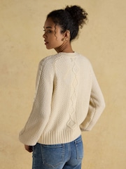 Joules Rafferty Cream Cable Knit Cardigan - Image 2 of 9