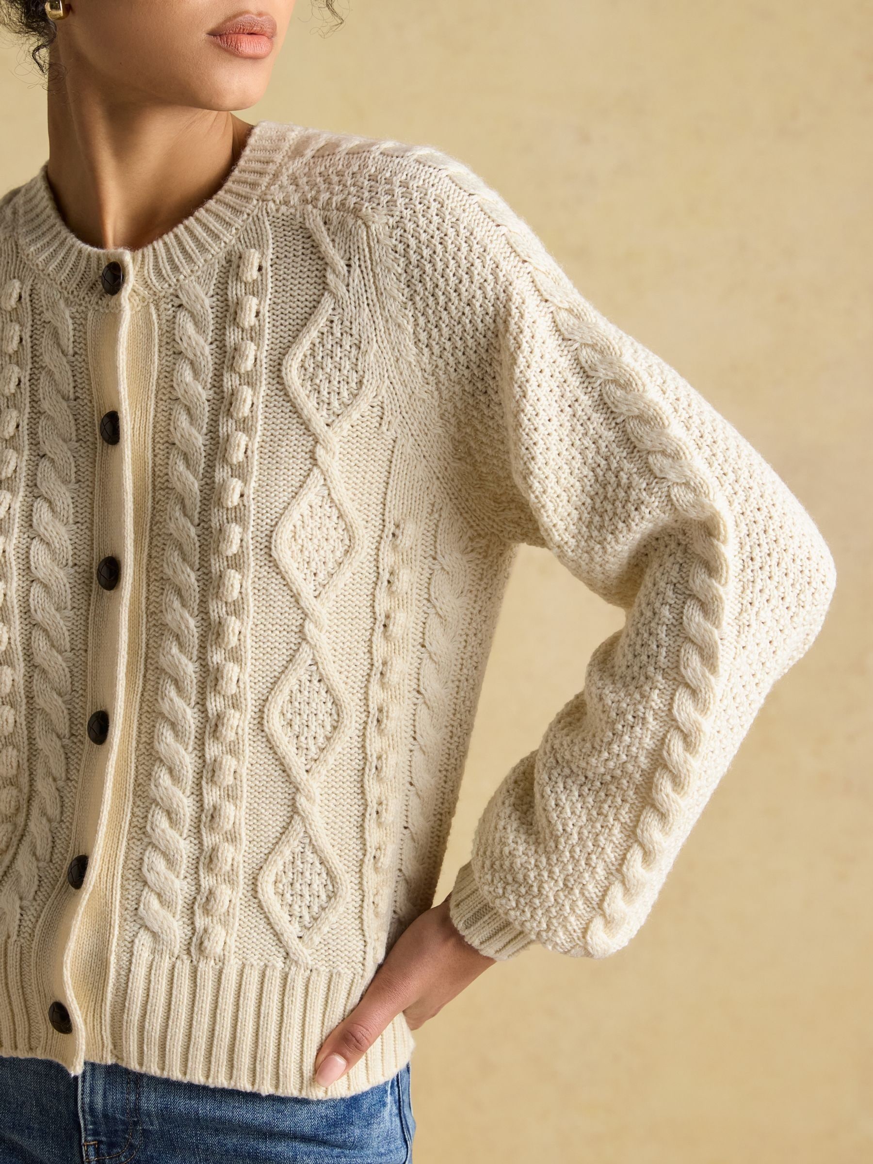 Buy Joules Rafferty Cream Cable Knit Cardigan from Next Croatia