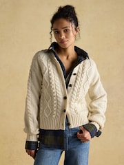 Joules Rafferty Cream Cable Knit Cardigan - Image 5 of 9