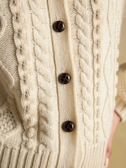 Joules Rafferty Cream Cable Knit Cardigan - Image 7 of 9