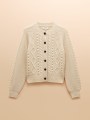 Joules Rafferty Cream Cable Knit Cardigan - Image 9 of 9