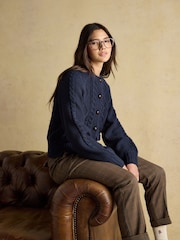 Joules Rafferty Navy Cable Knit Cardigan - Image 3 of 9