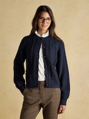 Joules Rafferty Navy Cable Knit Cardigan - Image 4 of 9