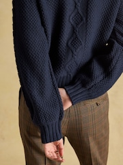 Joules Rafferty Navy Cable Knit Cardigan - Image 7 of 9