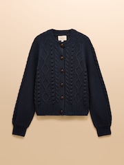 Joules Rafferty Navy Cable Knit Cardigan - Image 9 of 9