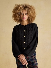 Joules Rafferty Black Cable Knit Cardigan - Image 1 of 8