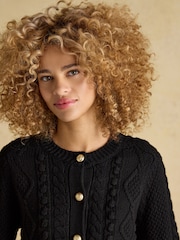 Joules Rafferty Black Cable Knit Cardigan - Image 5 of 8