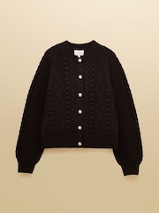Joules Rafferty Black Cable Knit Cardigan - Image 8 of 8