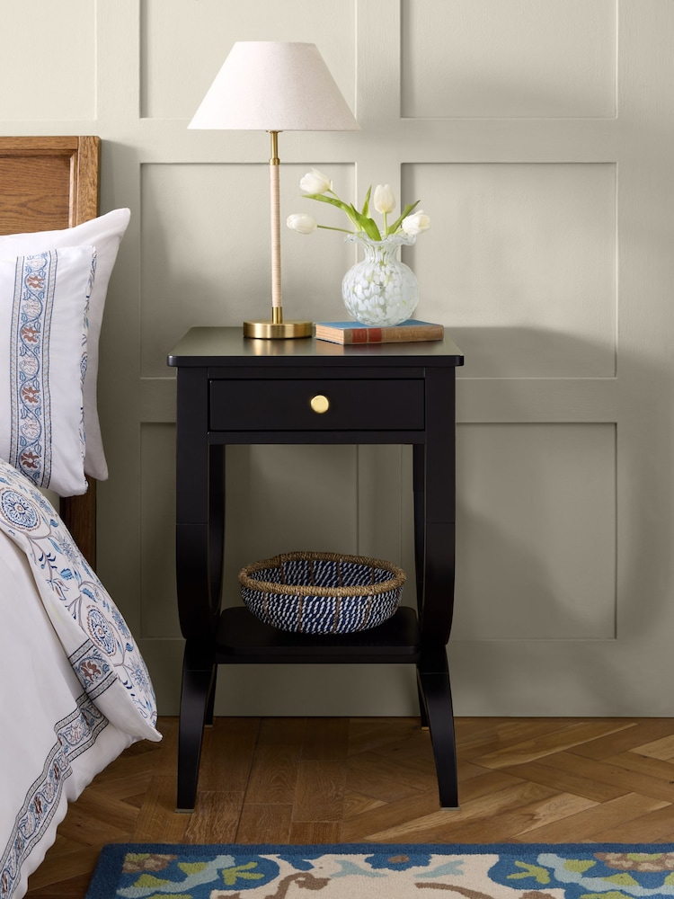 Nina Campbell Black Allegro Bedside Table - Image 2 of 7 Nina Campbell Black Allegro Bedside Table - Image 2 of 7