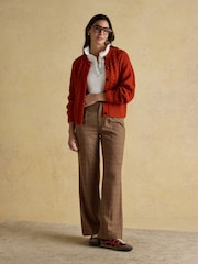Joules Rafferty Burnt Orange Cable Knit Cardigan - Image 3 of 7