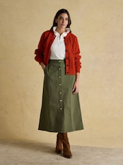 Joules Rafferty Burnt Orange Cable Knit Cardigan - Image 6 of 7