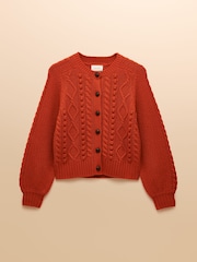 Joules Rafferty Burnt Orange Cable Knit Cardigan - Image 7 of 7