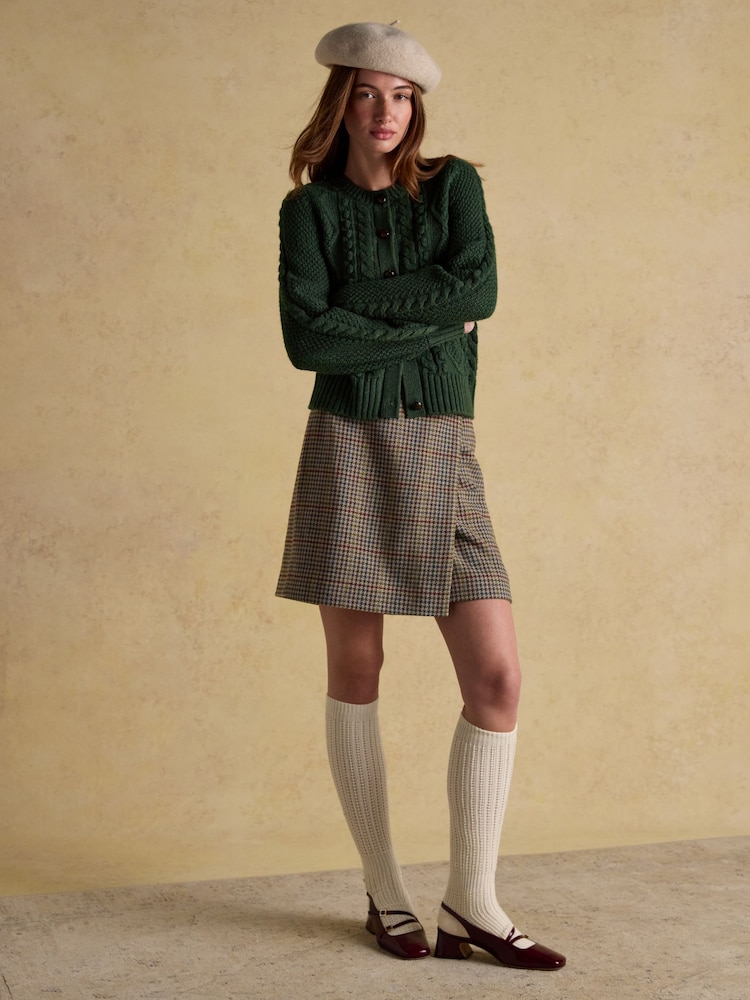 Joules Rafferty Green Cable Knit Cardigan - Image 6 of 8