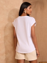 Love & Roses Ivory Floral Embroidery Petite Crew Neck Jersey T-Shirt - Image 4 of 4