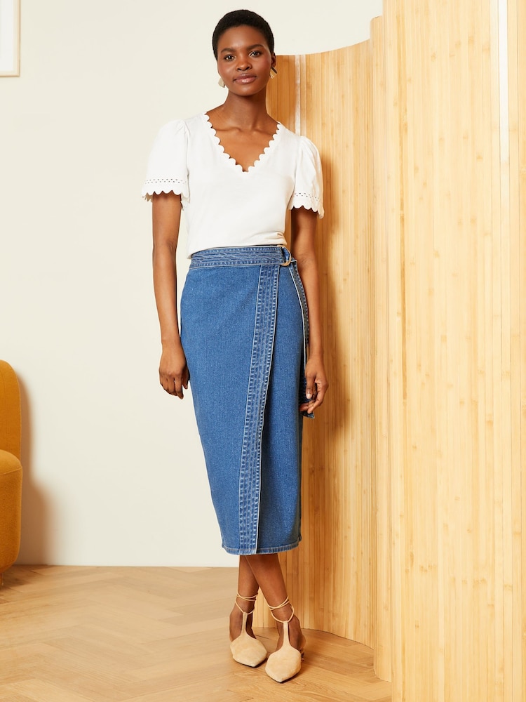 Marfil - Love & Roses Scallop V-Neck T-Shirt - Imagen 4 de 4