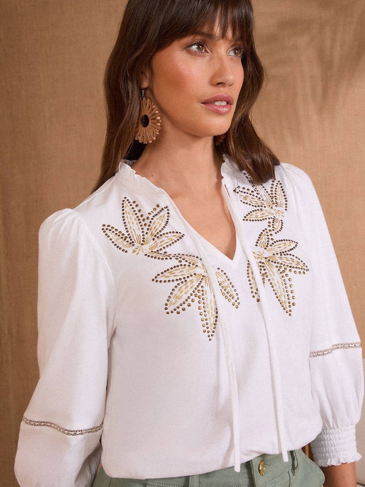 Love & Roses 100% Cotton 3/4 Sleeve Jersey Top - Imagen 2 de 4