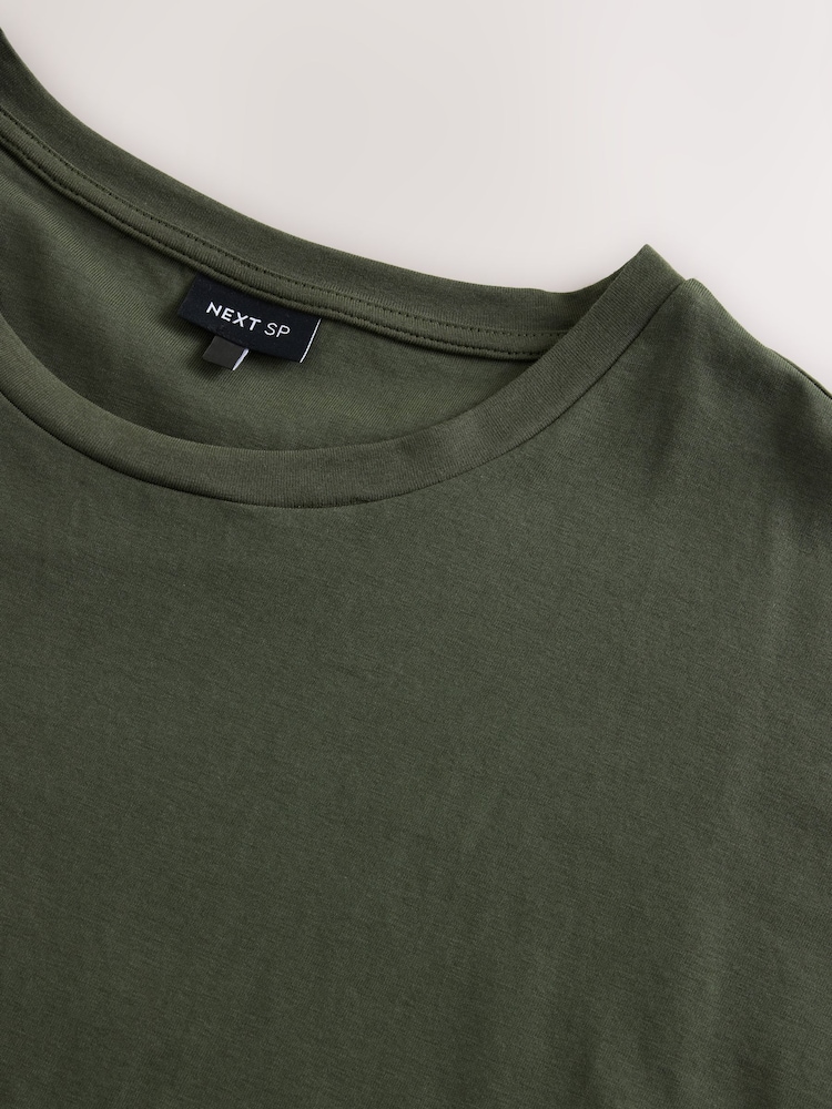 Khaki Green 100% Cotton Short Sleeve T-Shirt - Image 2 of 3