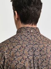 GANT Blue Regular-Fit Paisley Printed 100% Cotton Shirt - Image 5 of 6