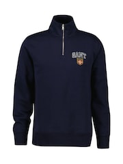GANT Blue Graphic Half Zip Jumper - Image 4 of 5