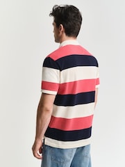 GANT Cream Block Stripe Short Sleve 100% Cotton Polo Shirt - Image 2 of 5