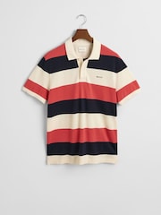 GANT Cream Block Stripe Short Sleve 100% Cotton Polo Shirt - Image 5 of 5