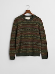 GANT Green Fair Isle Crew Neck Knitted Jumper - Image 4 of 4