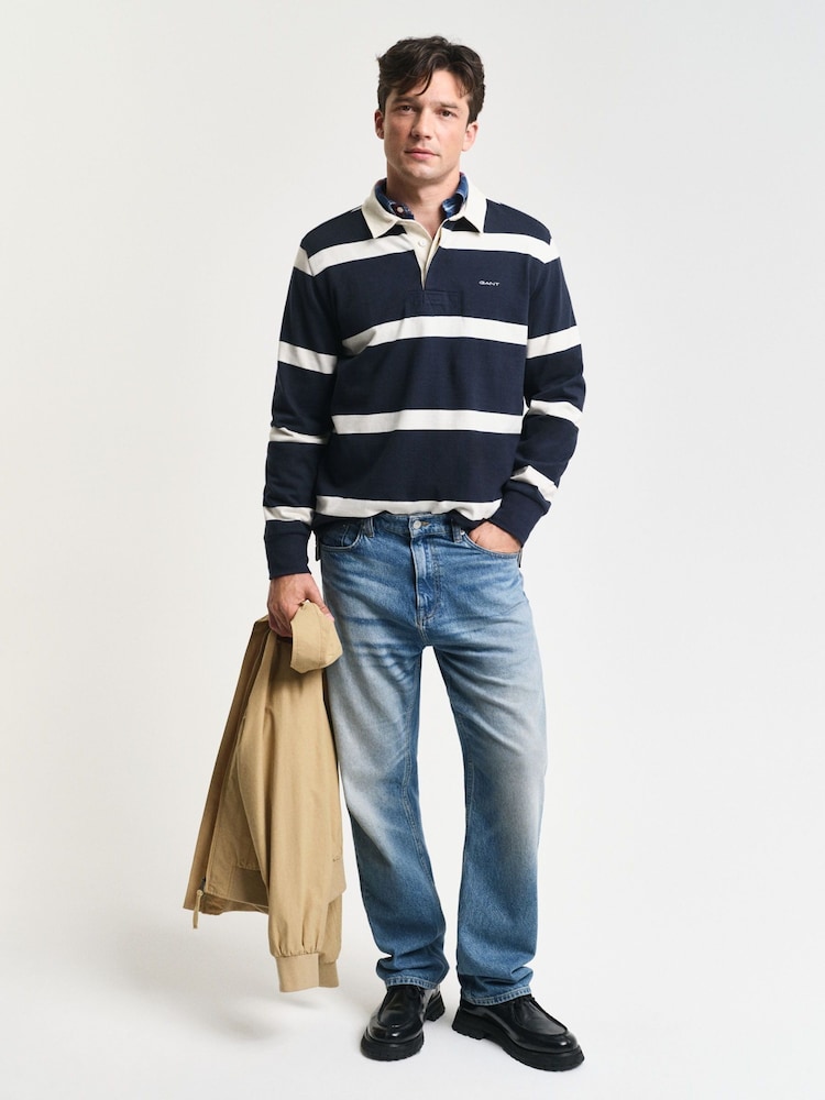 GANT Blue Striped 100% Cotton Rugby Shirt - Image 3 of 6