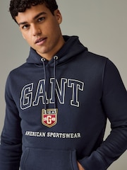 GANT Blue Graphic Hoodie - Image 3 of 5