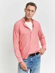 GANT Red Regular Classic Poplin Check 100% Cotton Shirt - Image 1 of 6