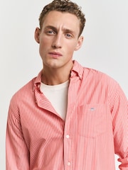 GANT Red Regular Classic Poplin Check 100% Cotton Shirt - Image 4 of 6
