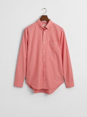GANT Red Regular Classic Poplin Check 100% Cotton Shirt - Image 6 of 6