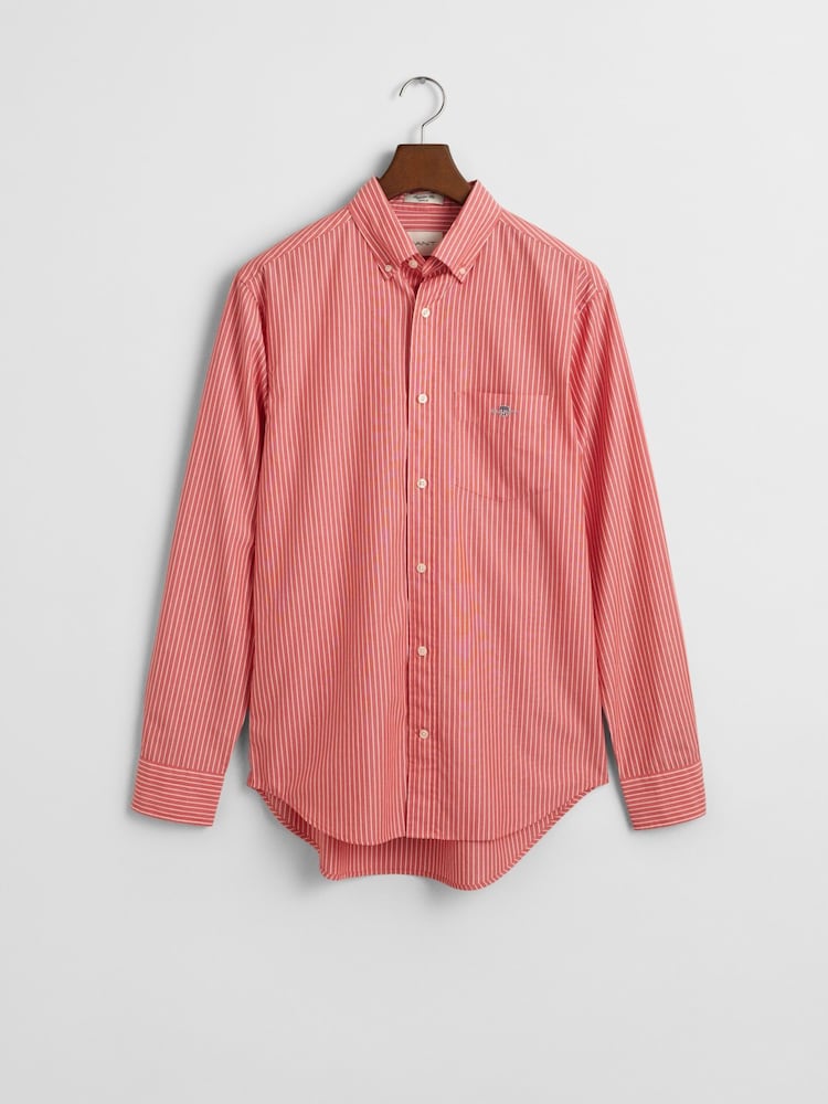 GANT Red Regular Classic Poplin Check 100% Cotton Shirt - Image 6 of 6