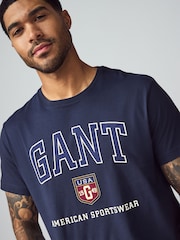 Синий - GANT Sports Varsity Graphic T-Shirt - Image 3 of 5