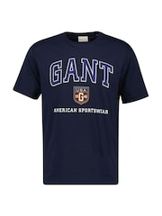 Синий - GANT Sports Varsity Graphic T-Shirt - Image 4 of 5