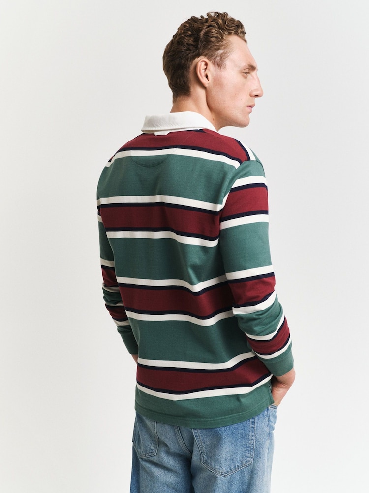 GANT Green Striped 100% Cotton Rugby Shirt - Image 2 of 6