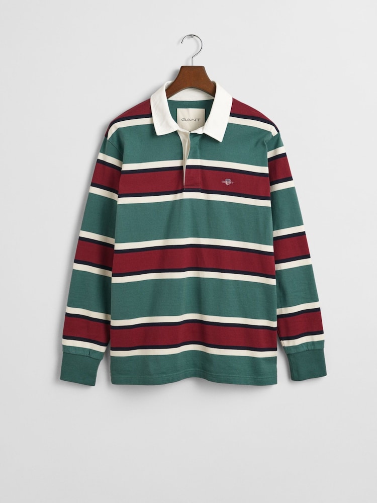 GANT Green Striped 100% Cotton Rugby Shirt - Image 6 of 6