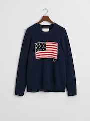 GANT Blue Flag Knitted Crew Neck Jumper - Image 5 of 5