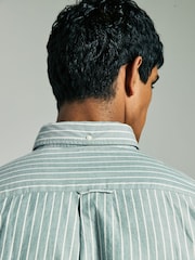 GANT Green Stripe Brushed Cotton Twill Shirt - Image 4 of 6