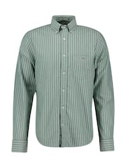 GANT Green Stripe Brushed Cotton Twill Shirt - Image 5 of 6