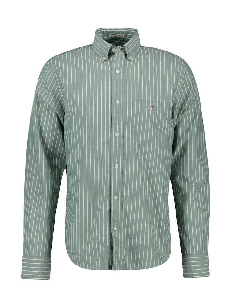 GANT Green Stripe Brushed Cotton Twill Shirt - Image 5 of 6