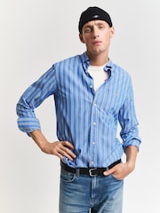 GANT Blue Regular Classic Poplin Check 100% Cotton Shirt - Image 1 of 5