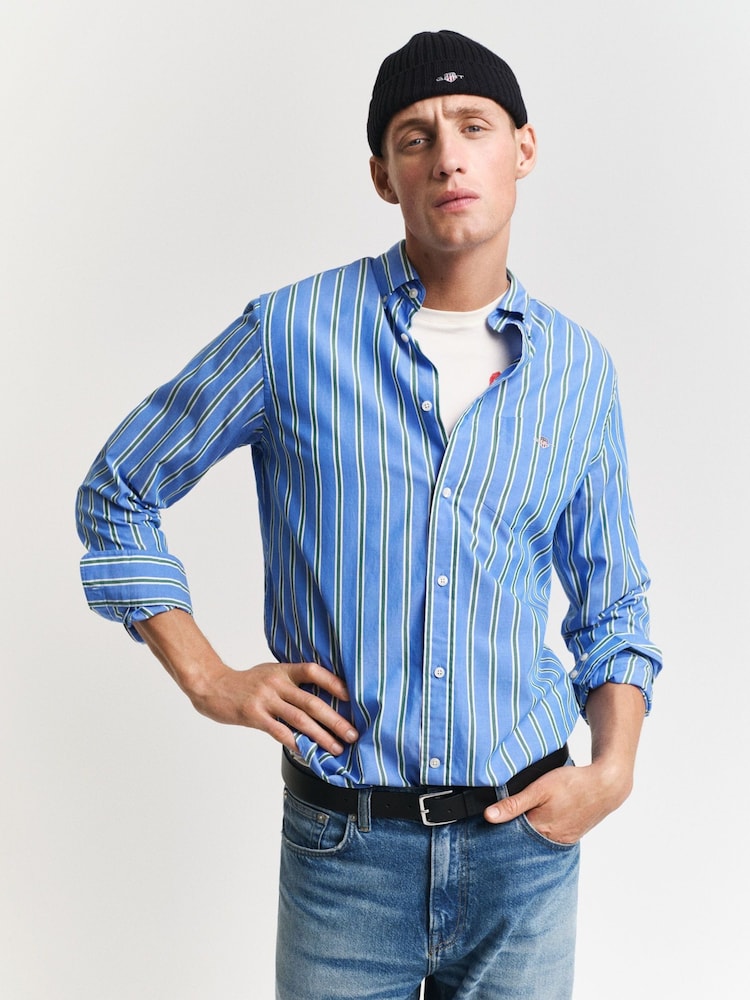 GANT Blue Regular Classic Poplin Check 100% Cotton Shirt - Image 1 of 5