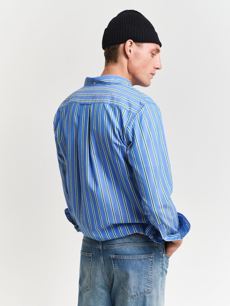 GANT Blue Regular Classic Poplin Check 100% Cotton Shirt - Image 2 of 5 GANT Blue Regular Classic Poplin Check 100% Cotton Shirt - Image 2 of 5