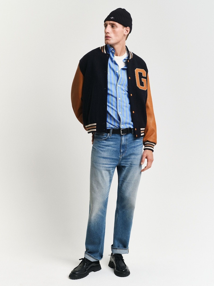 GANT Blue Regular Classic Poplin Check 100% Cotton Shirt - Image 3 of 5