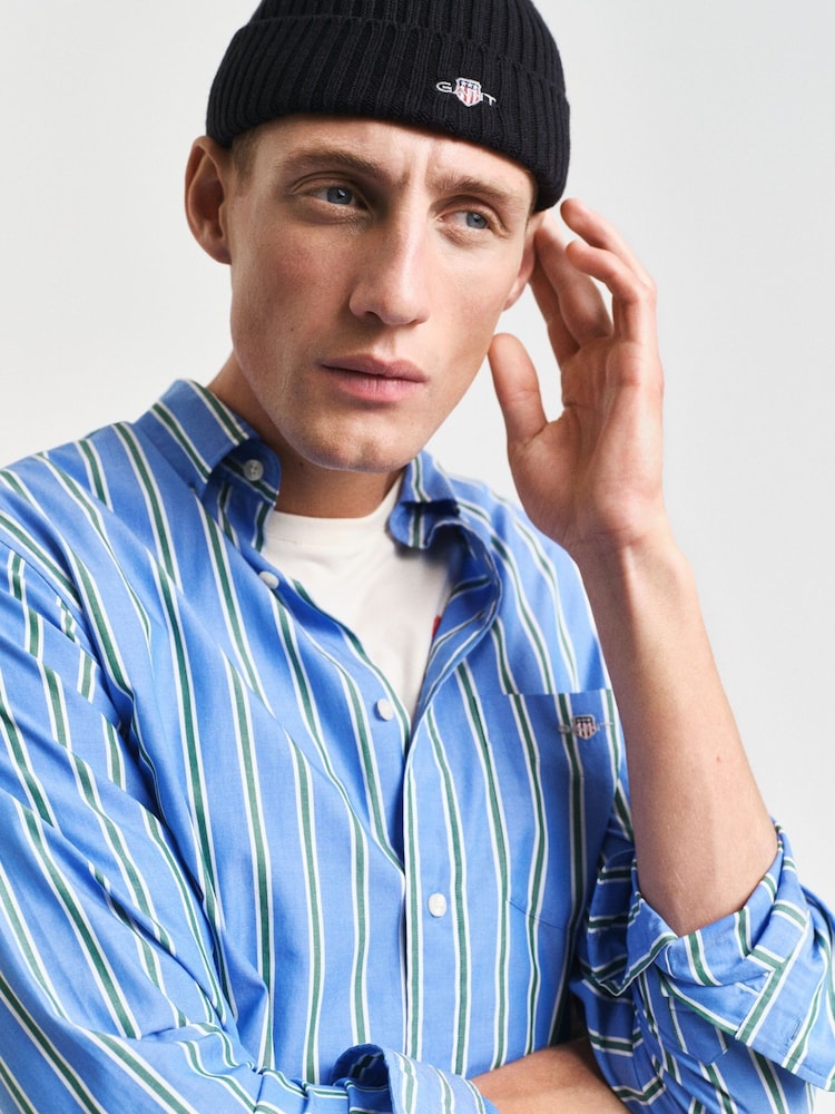 GANT Blue Regular Classic Poplin Check 100% Cotton Shirt - Image 4 of 5