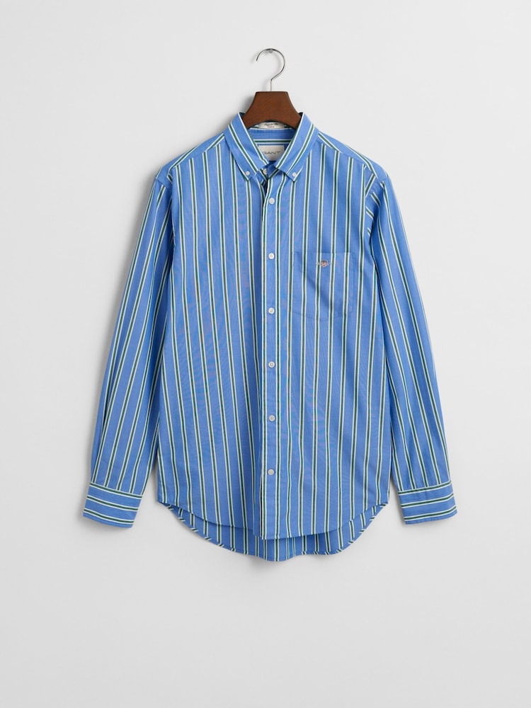 GANT Blue Regular Classic Poplin Check 100% Cotton Shirt - Image 5 of 5