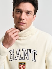 GANT Cream Graphic Turtleneck Jumper - Image 3 of 4