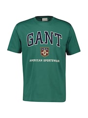 Зеленый - GANT Sports Varsity Graphic T-Shirt - Image 1 of 5