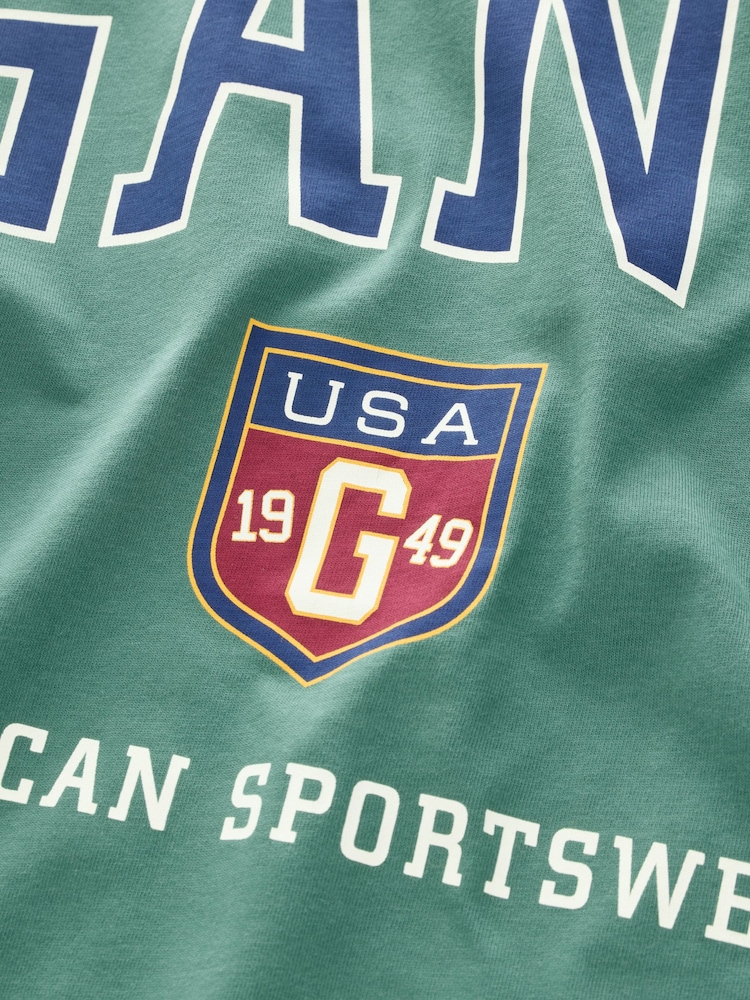 Зеленый - GANT Sports Varsity Graphic T-Shirt - Image 5 of 5